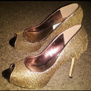 Gold sparkly heels